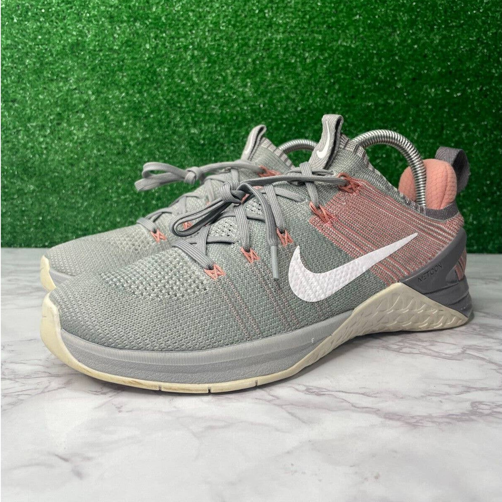 Nike Metcon DSX Flyknit 2 Athletic Training Shoes Grey Pink Sneakers Women's‎ 9
